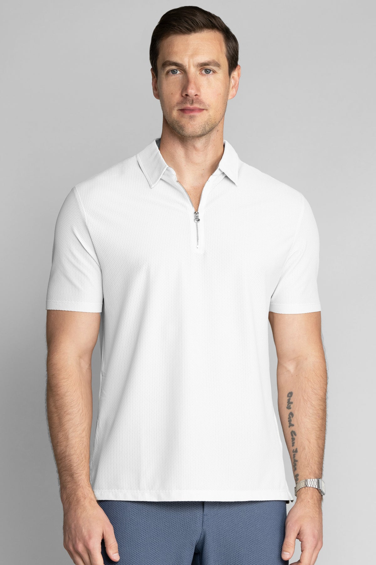 AIR Zip Polo Solid // White, view 1 of 4
