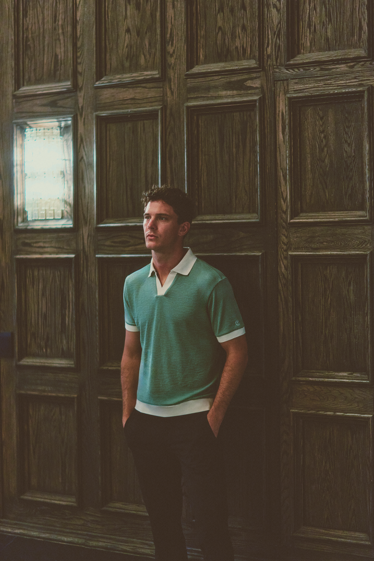 Short Sleeve Sweater Polo Contrast | Moss