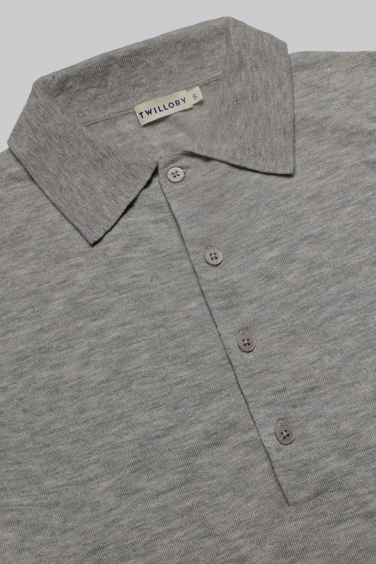 Lightweight Cashmere Polo | Heather Light Grey, view 8 of 8