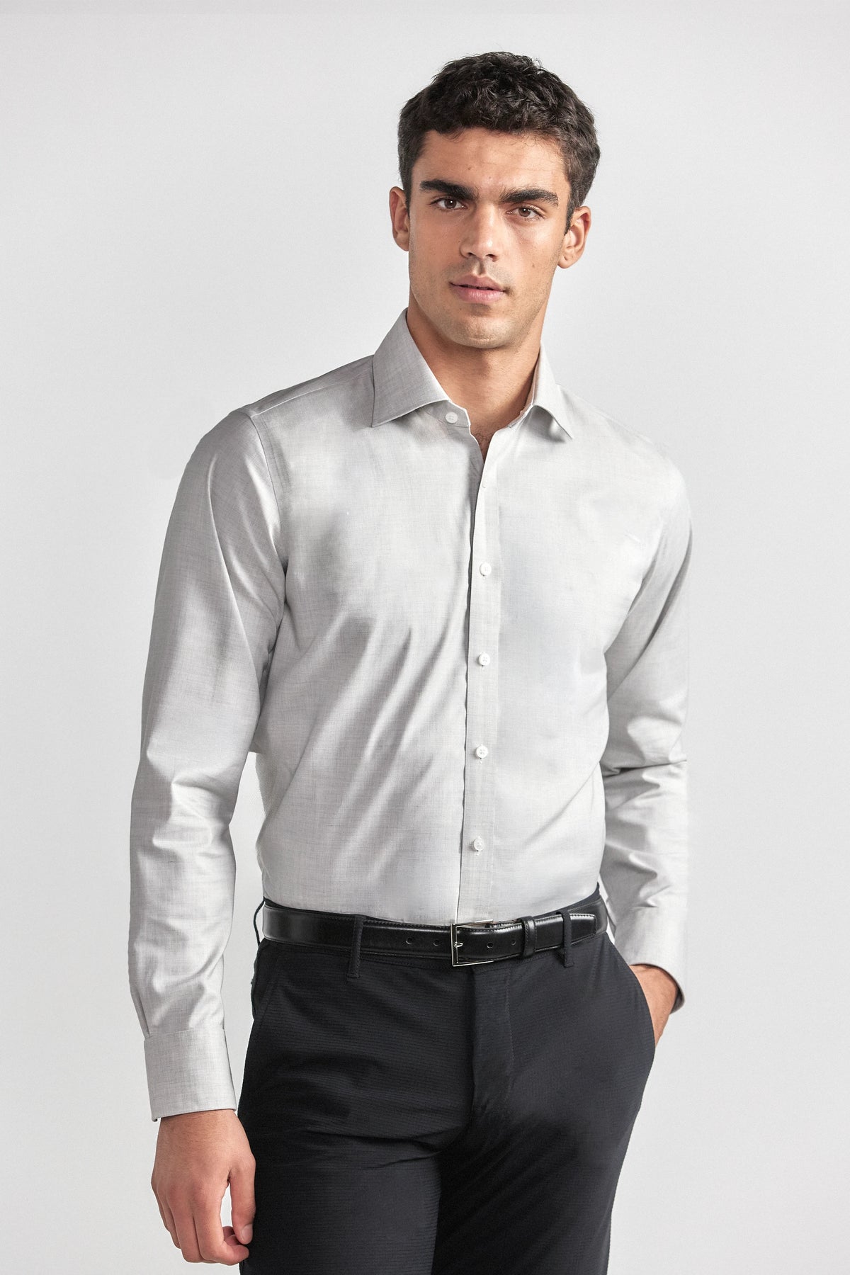 Leader Non-Iron Solid | Heather Light Grey, view 4 of 8