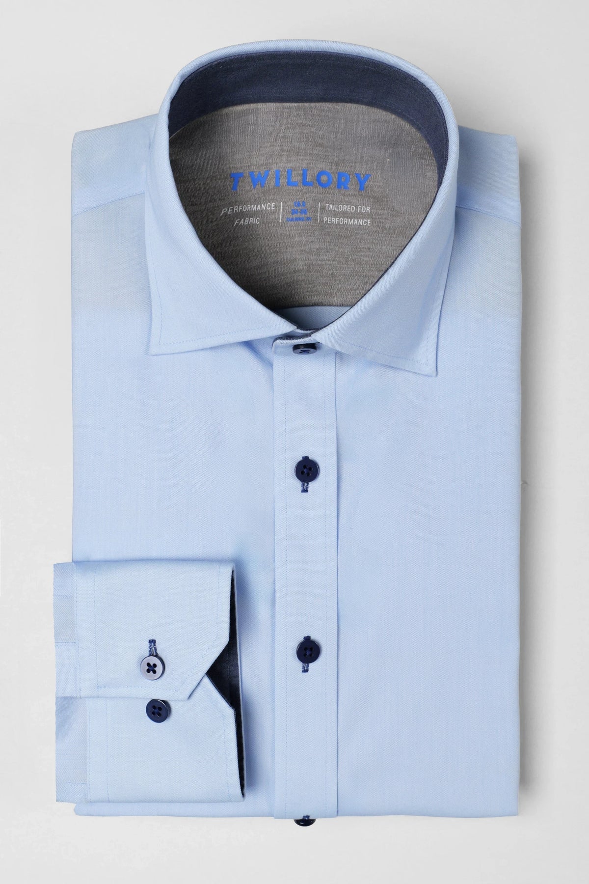 Leader Non-Iron Contrast | Navy Buttons, view 2 of 8