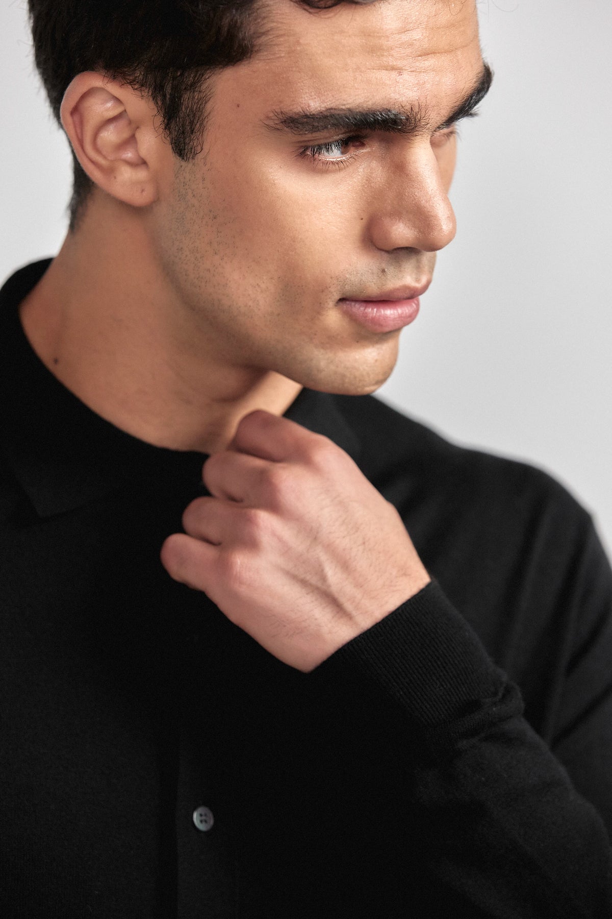 Lightweight Cashmere Button-Down | Black, view 5 of 7