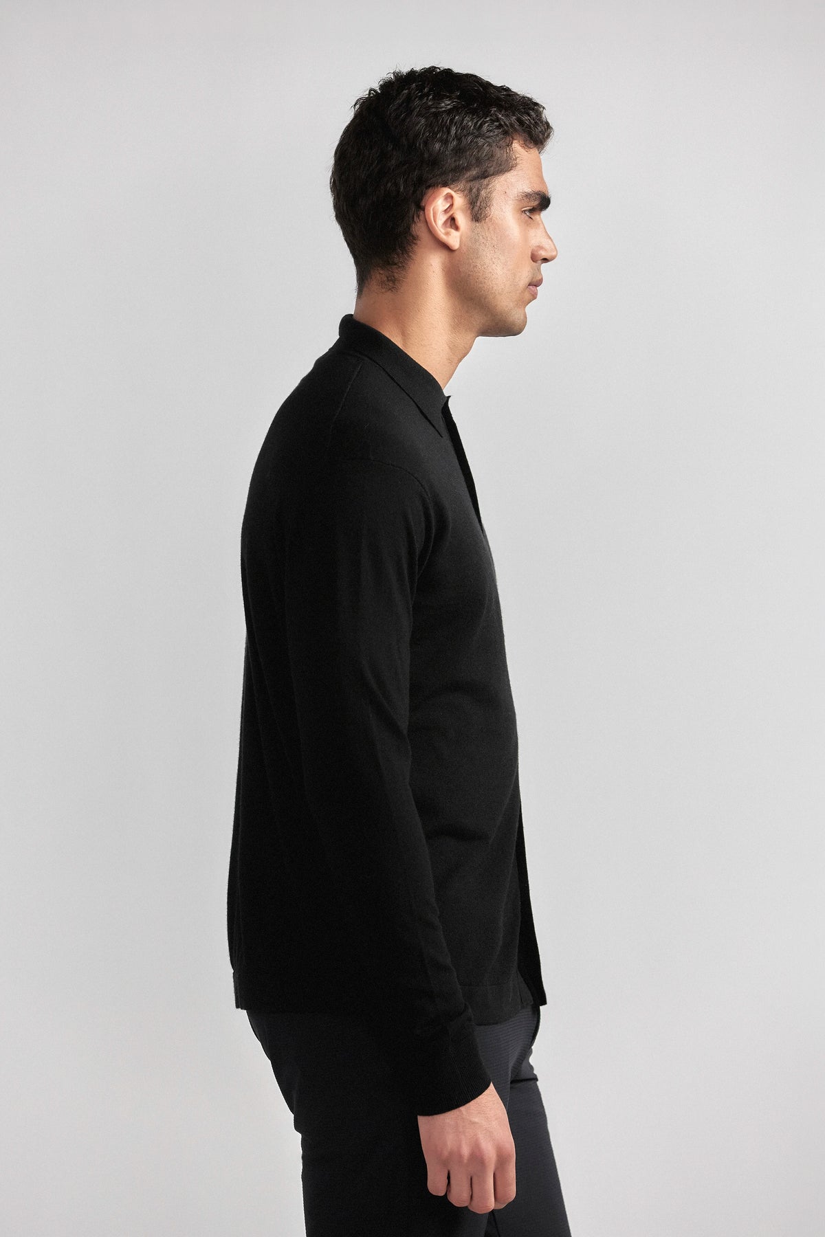 Lightweight Cashmere Button-Down | Black, view 4 of 7
