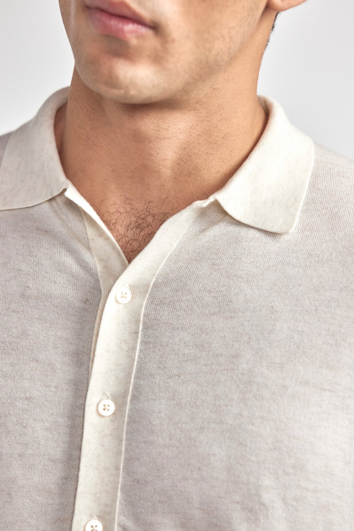 Lightweight Cashmere Button-Down | Heather Ivory, view 4 of 8