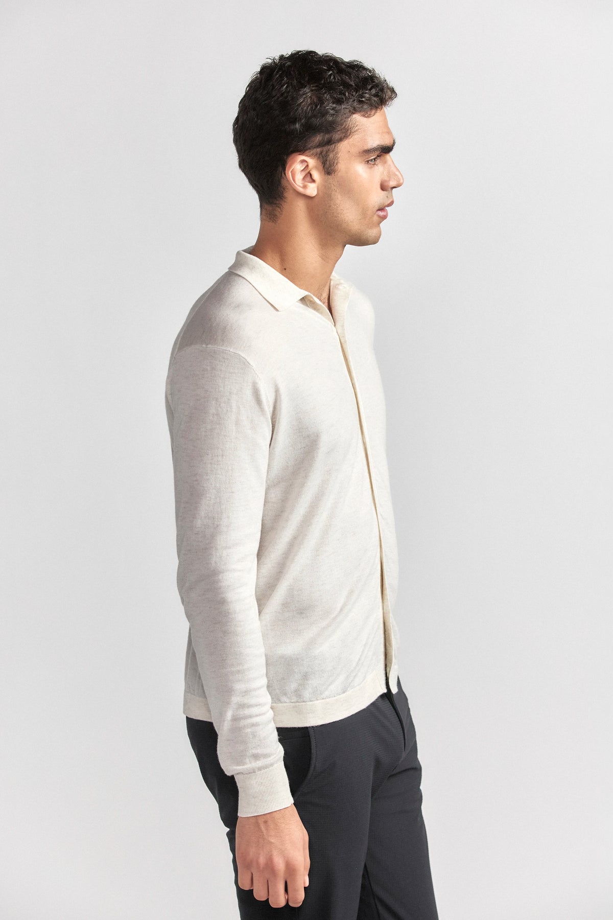 Lightweight Cashmere Button-Down | Heather Ivory, view 5 of 8