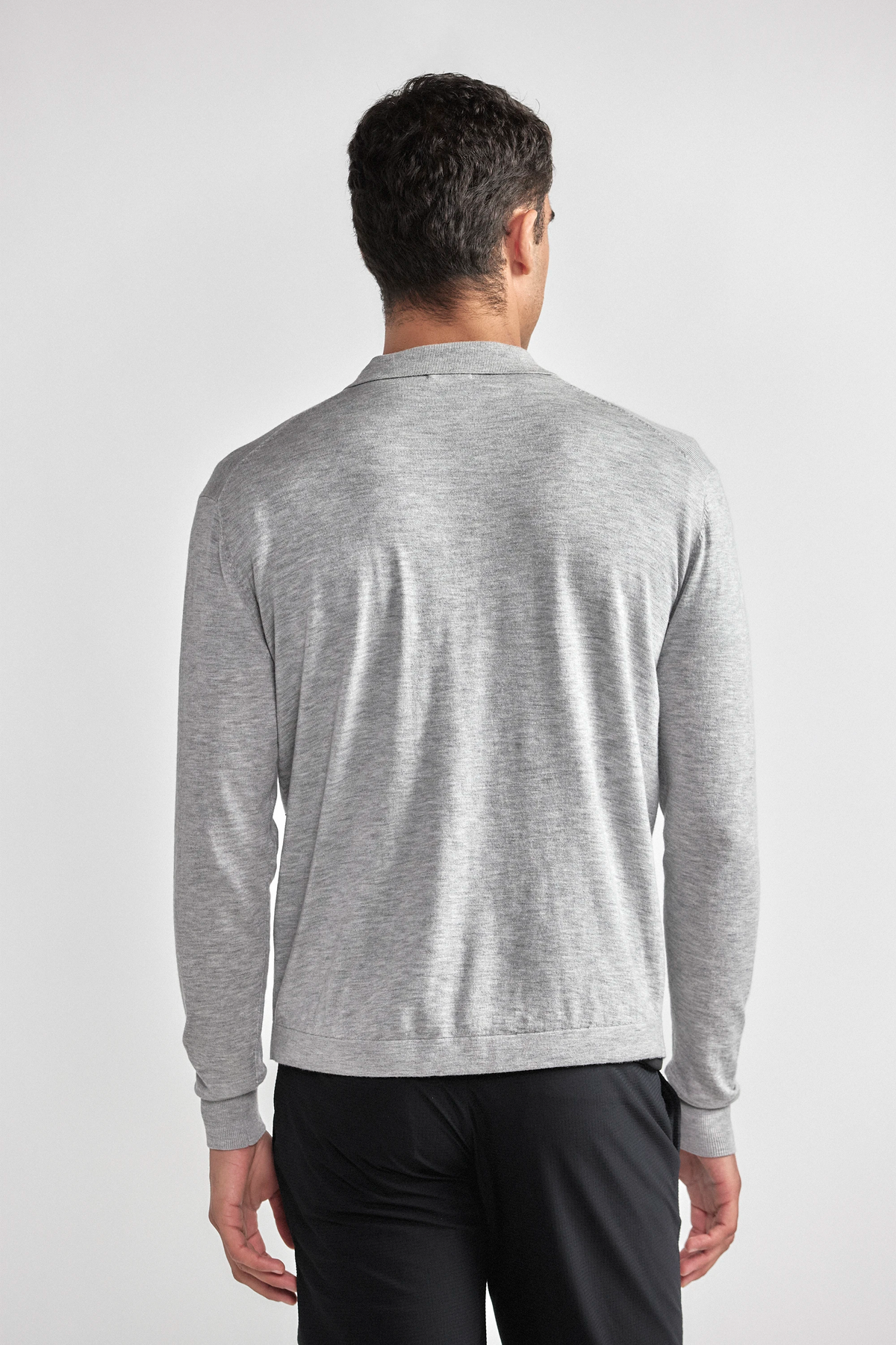 Lightweight Cashmere Button-Down | Heather Light Grey, view 5 of 6