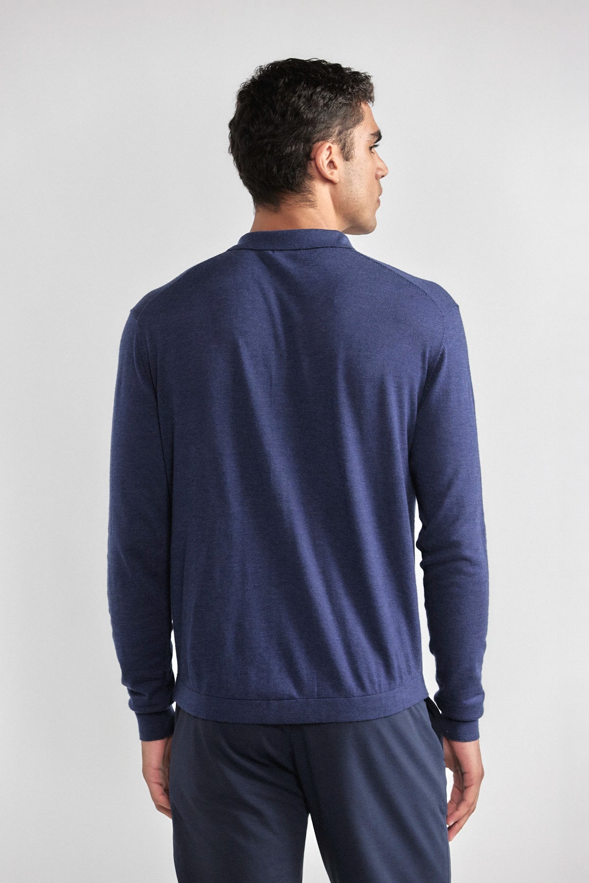 Lightweight Cashmere Button-Down | Navy, view 7 of 8