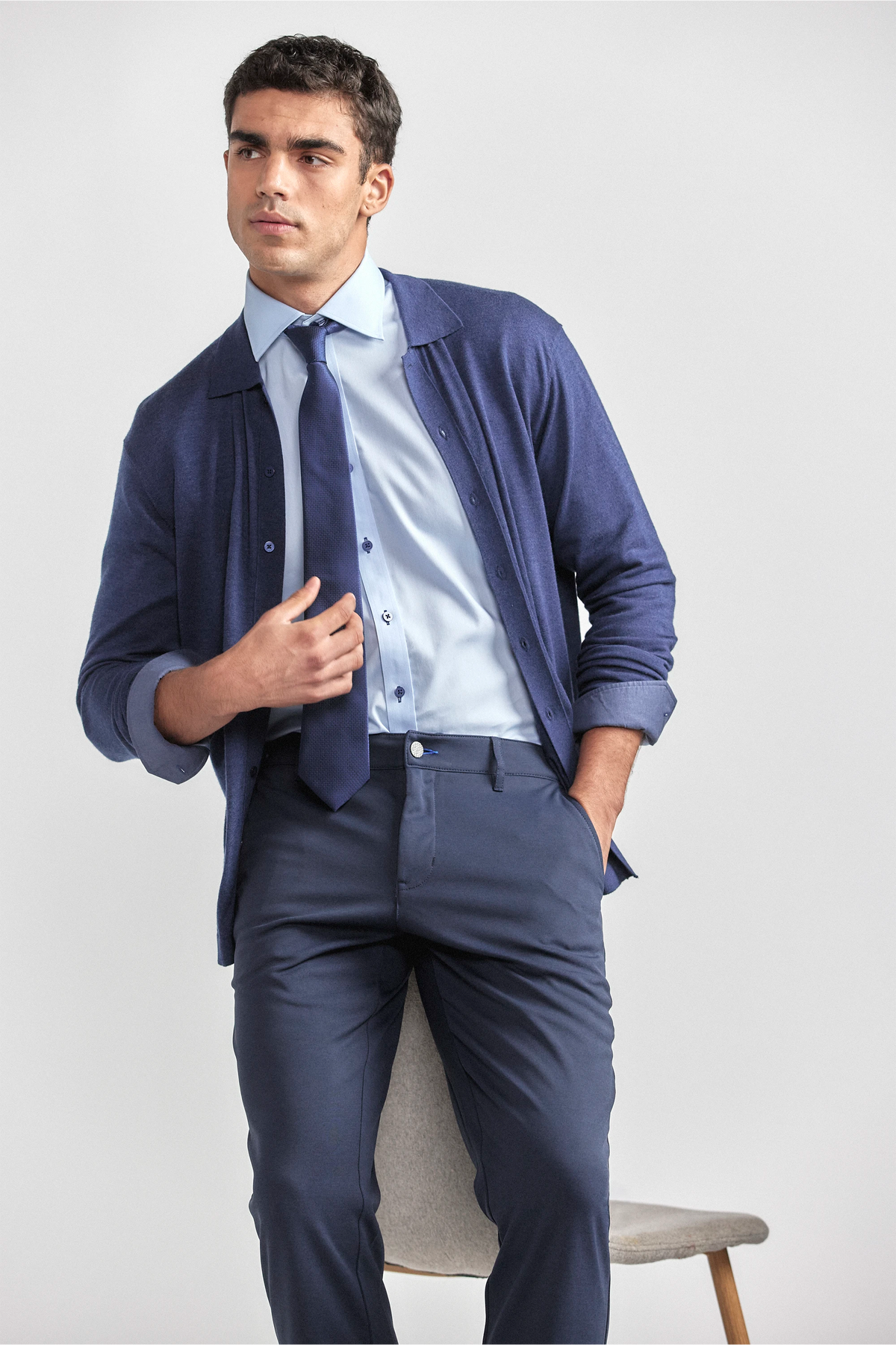 Lightweight Cashmere Button-Down | Navy, view 5 of 8