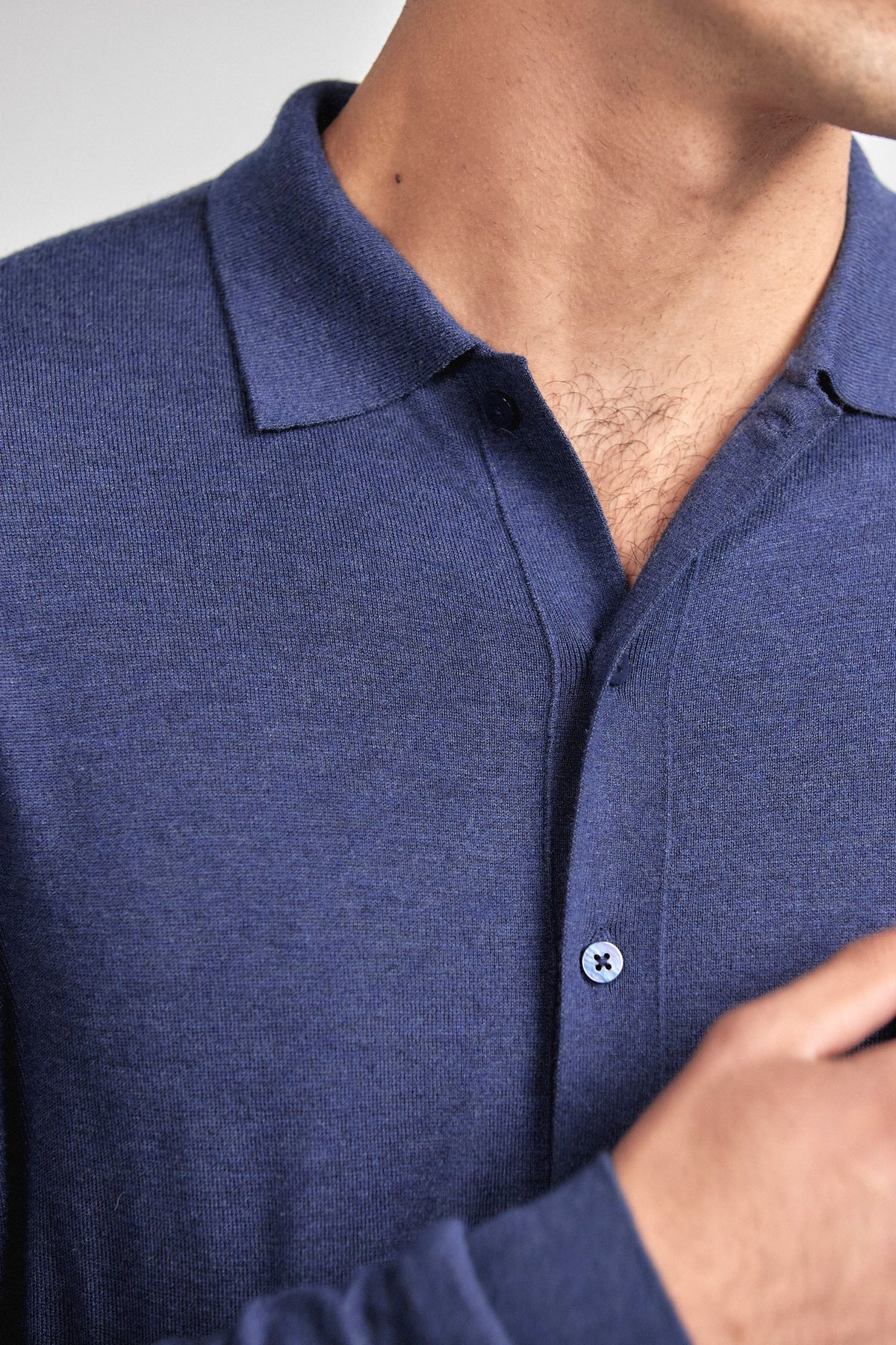 Lightweight Cashmere Button-Down | Navy, view 4 of 8
