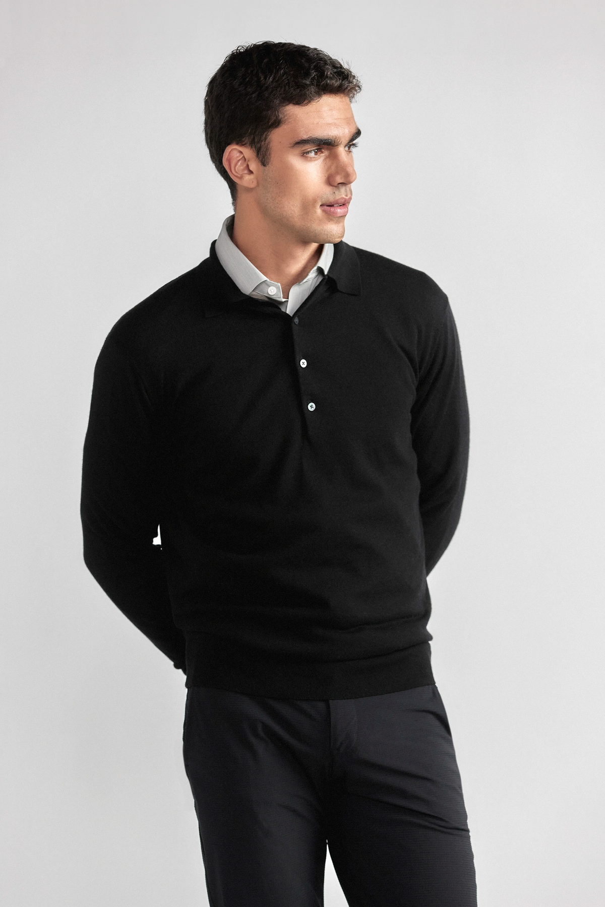 Lightweight Cashmere Polo | Black, view 1 of 6