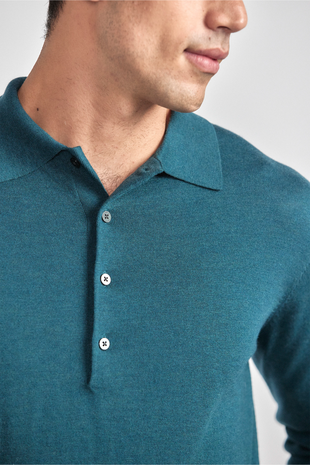 Lightweight Cashmere Polo | Emerald, view 6 of 8