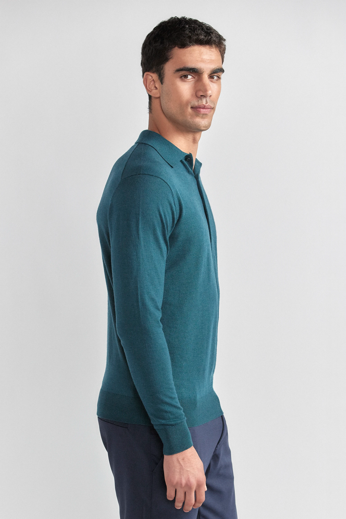 Lightweight Cashmere Polo | Emerald, view 5 of 8