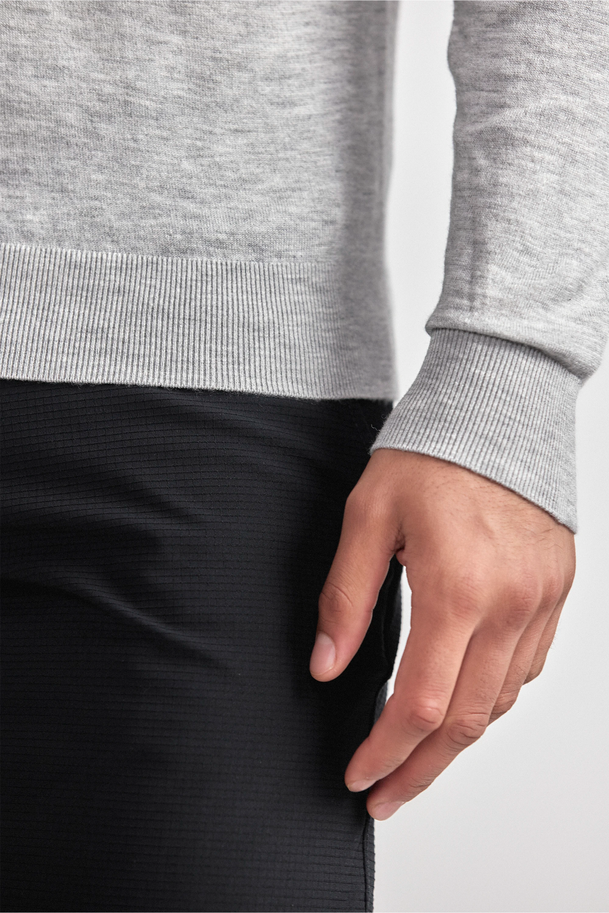 Lightweight Cashmere Polo | Heather Light Grey, view 6 of 8