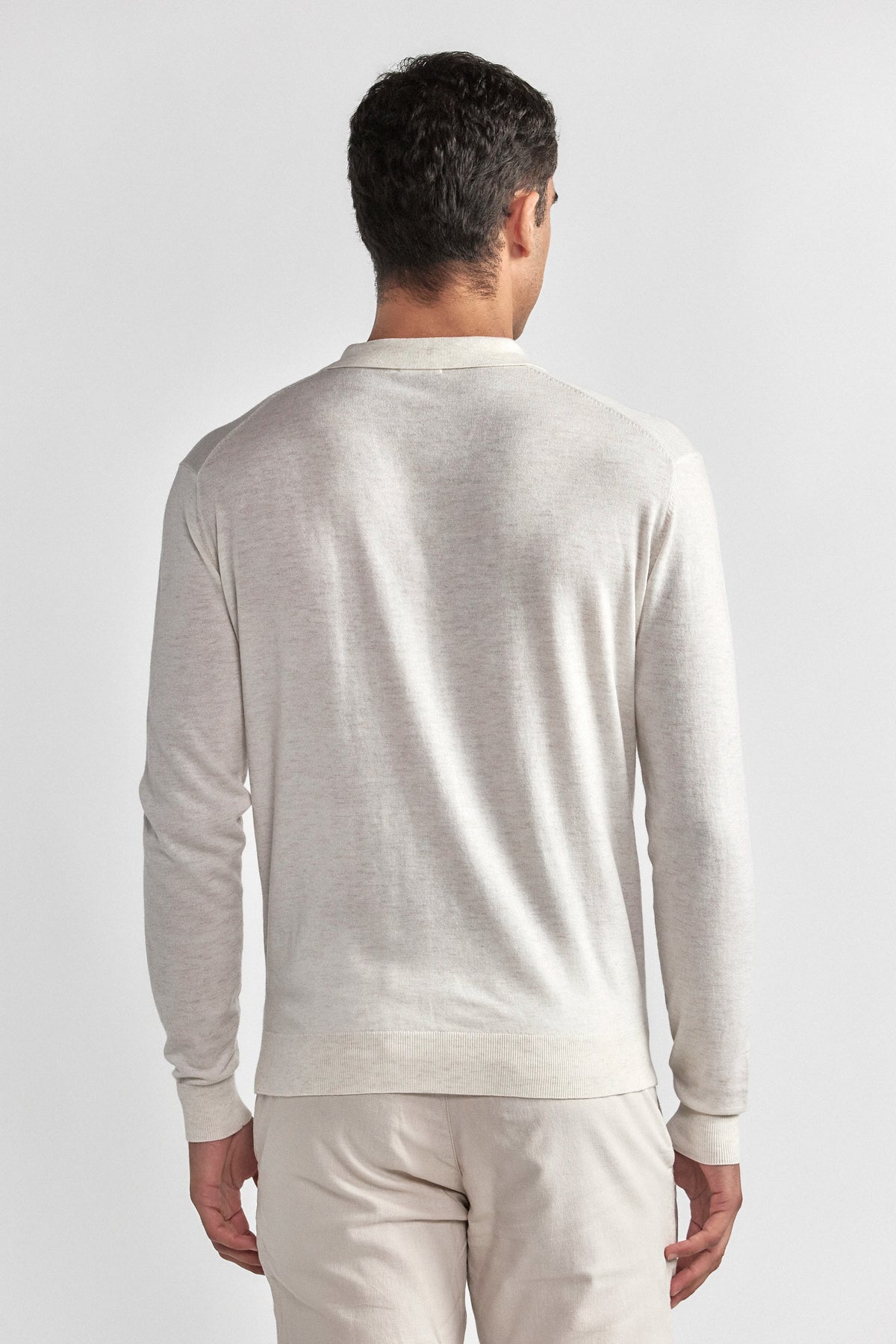Lightweight Cashmere Polo | Heather Ivory, view 6 of 8