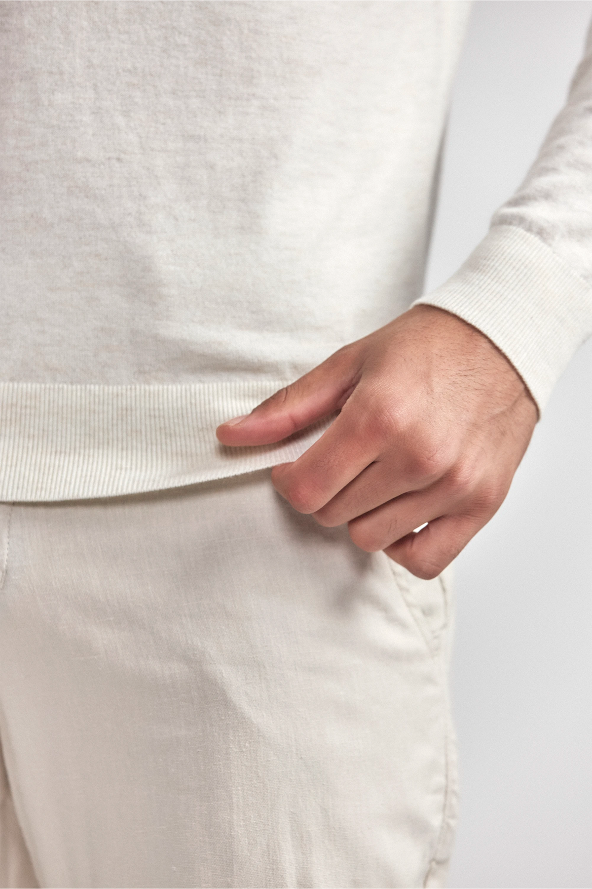 Lightweight Cashmere Polo | Heather Ivory, view 4 of 8