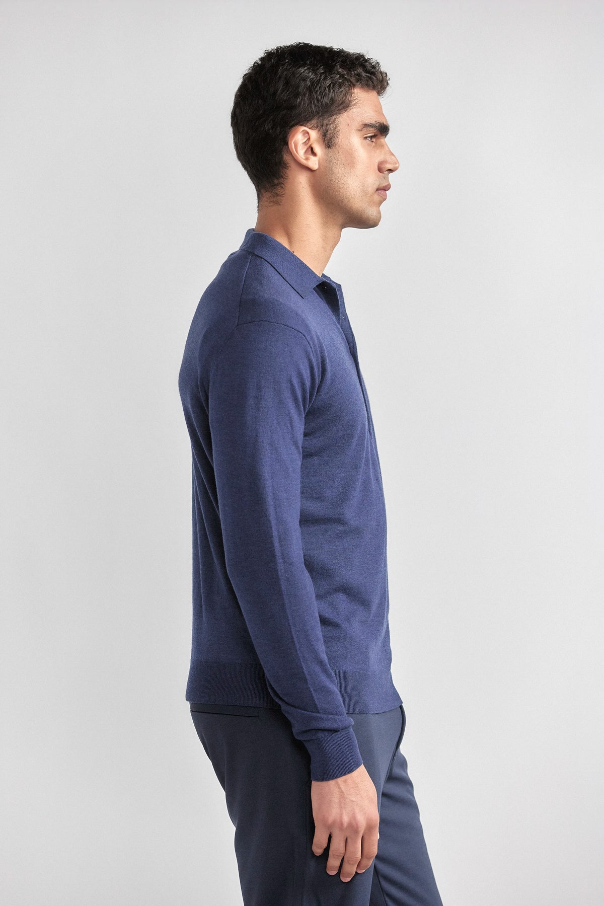Lightweight Cashmere Polo | Navy, view 3 of 8