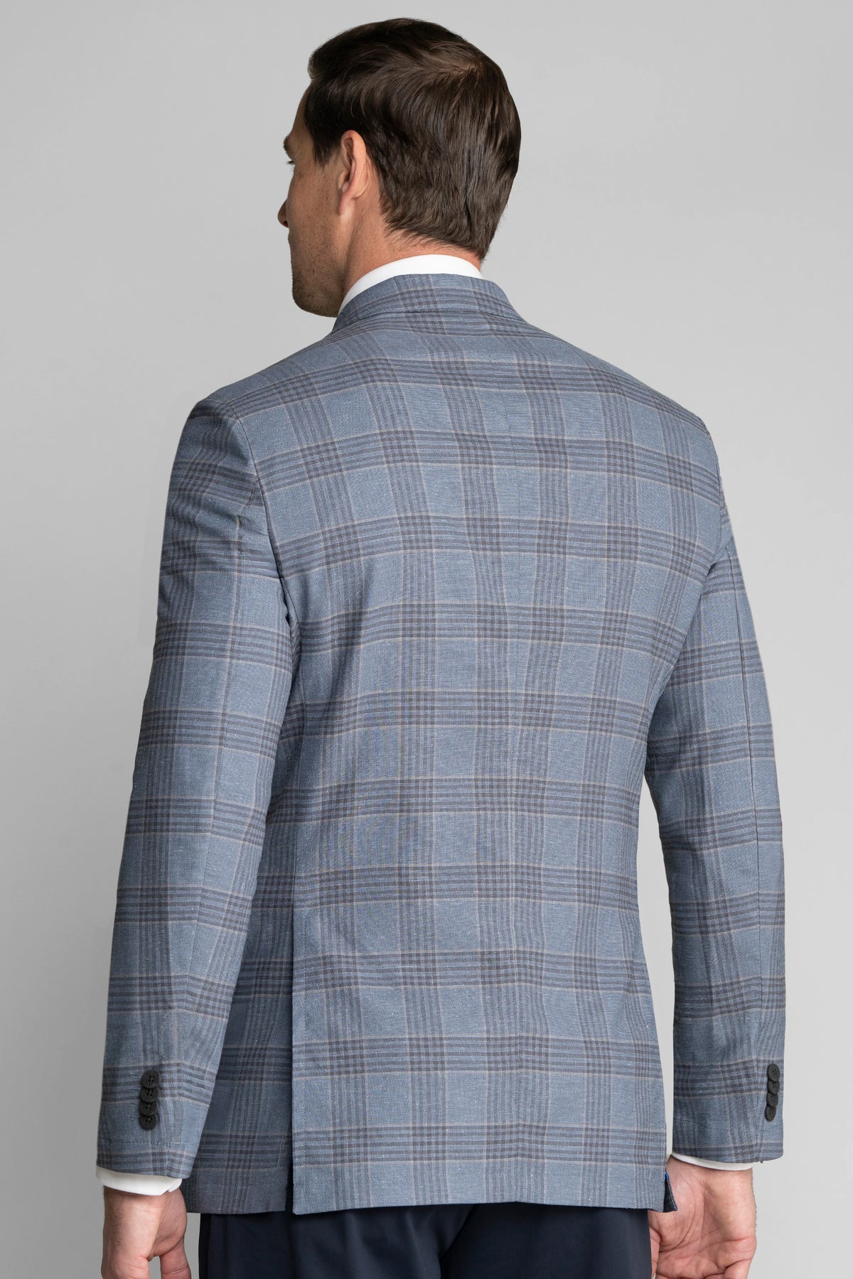 Performance Linen Blazer // Pearl Blue Plaid, view 3 of 6