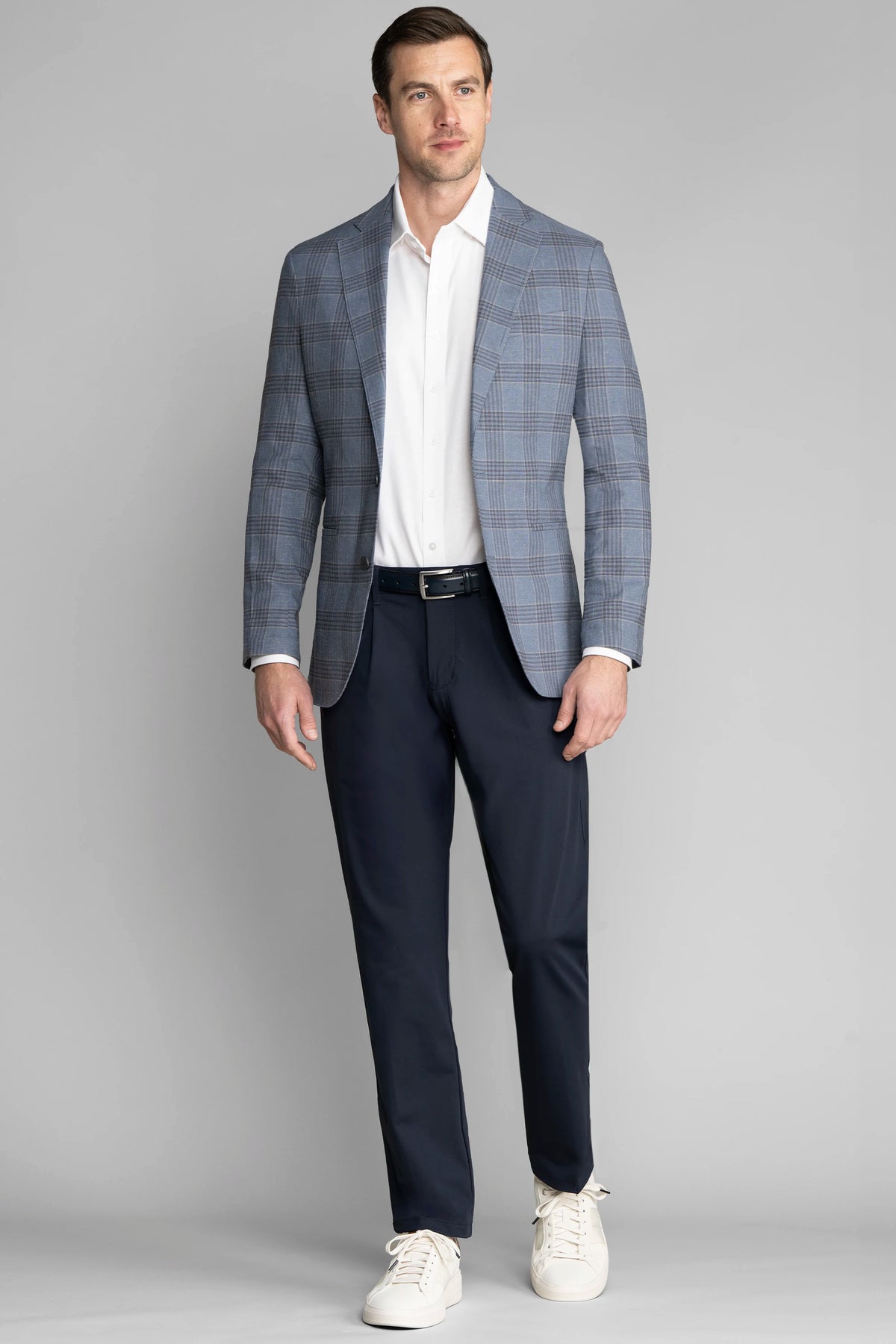 Performance Linen Blazer // Pearl Blue Plaid, view 5 of 6
