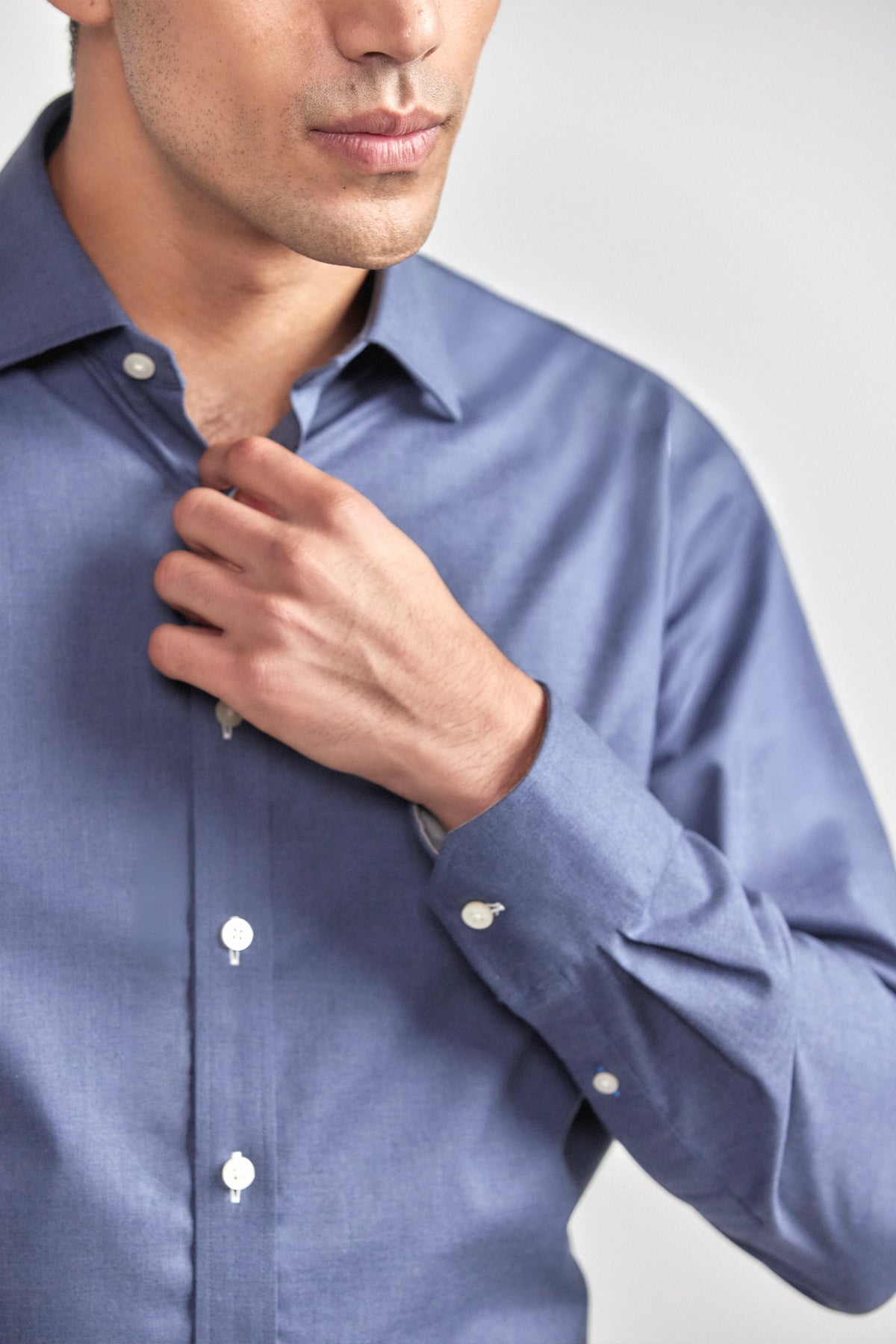 Leader Non-Iron Solid | Navy Melange, view 7 of 9