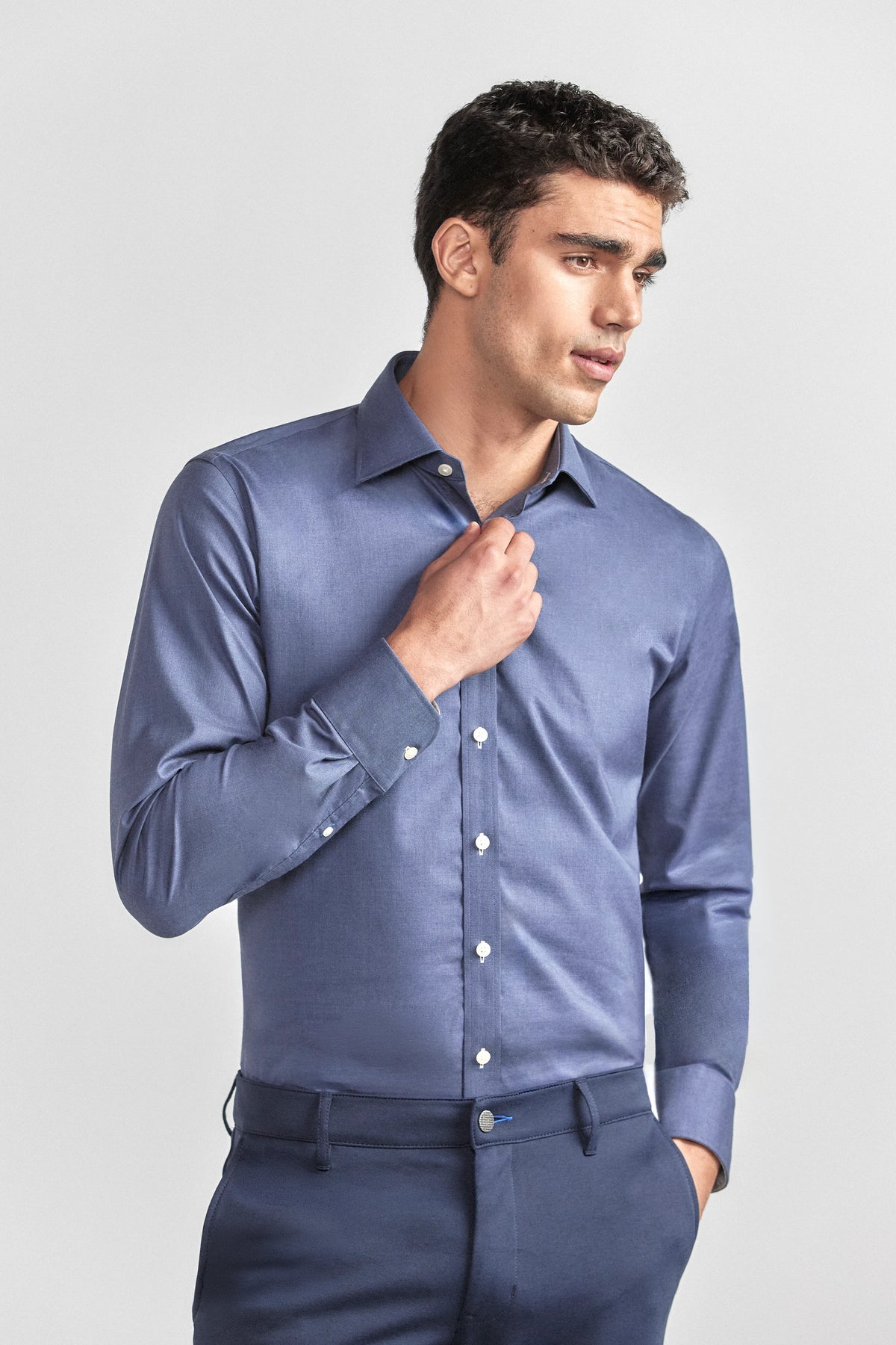 Leader Non-Iron Solid | Navy Melange, view 1 of 9