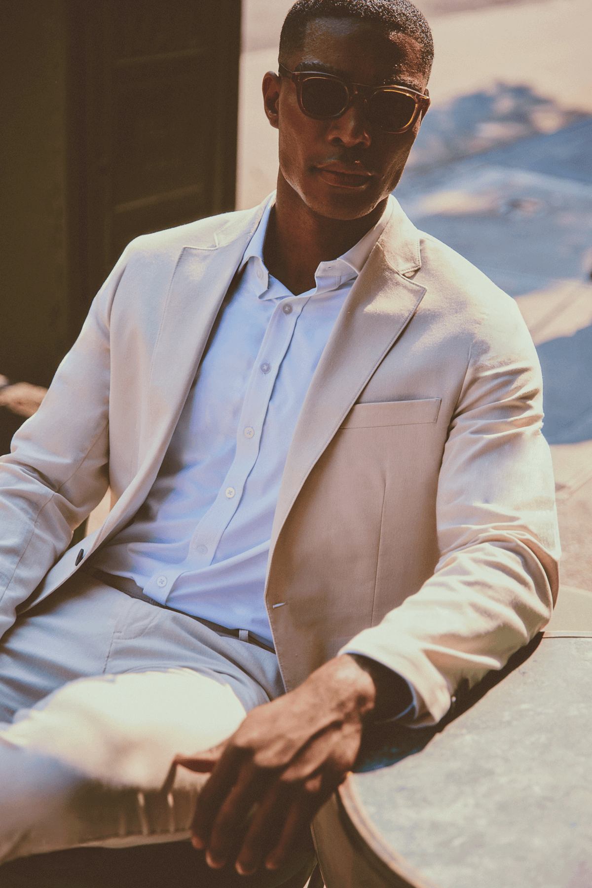 Performance Linen Blazer // Bone, view 2 of 5