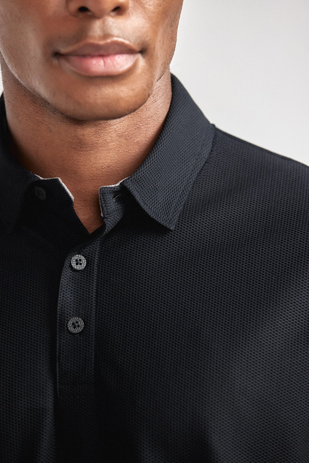 AIR 3 Button Polo Solid // Black, view 2 of 7