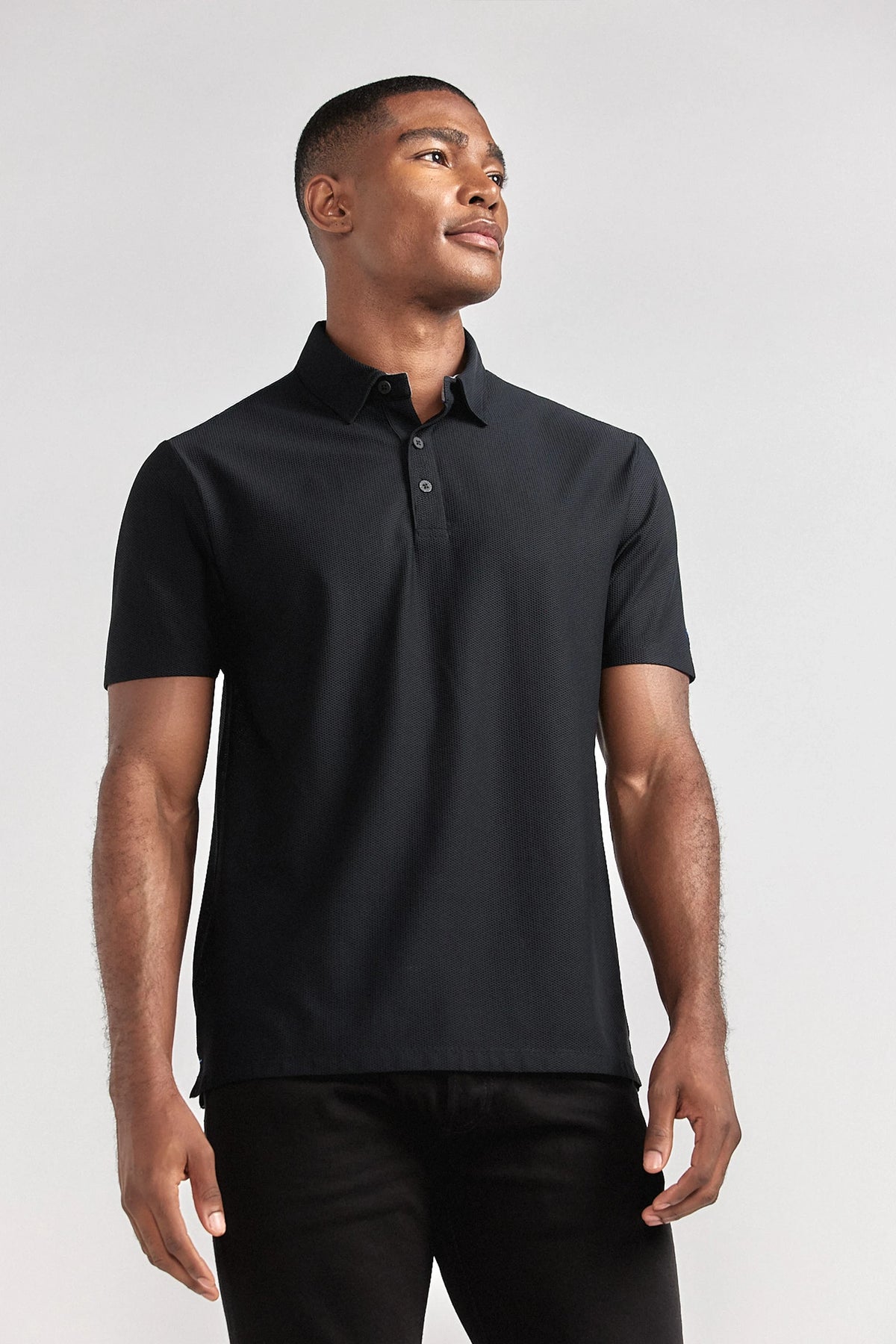 AIR 3 Button Polo Solid // Black, view 4 of 7