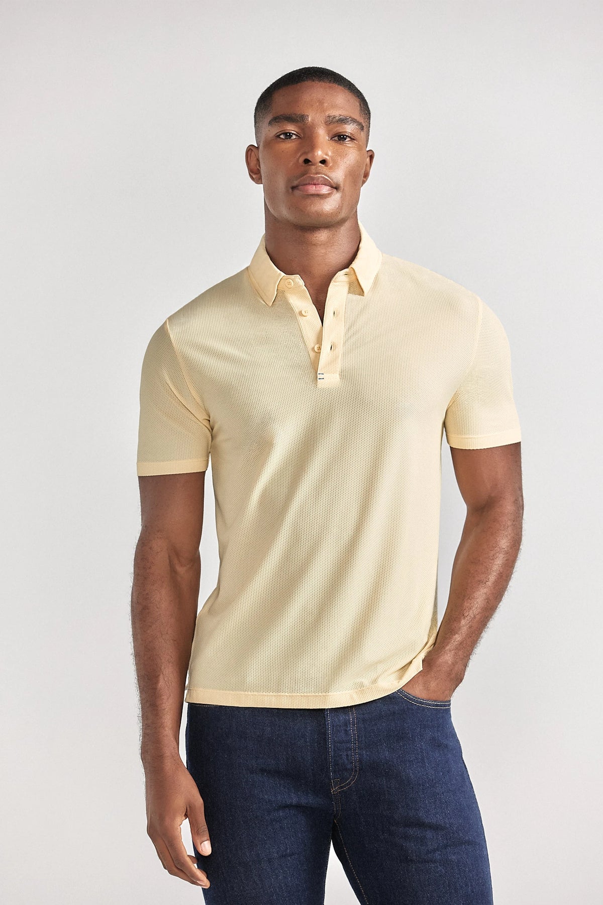 AIR 3 Button Polo Solid // Yellow, view 1 of 6
