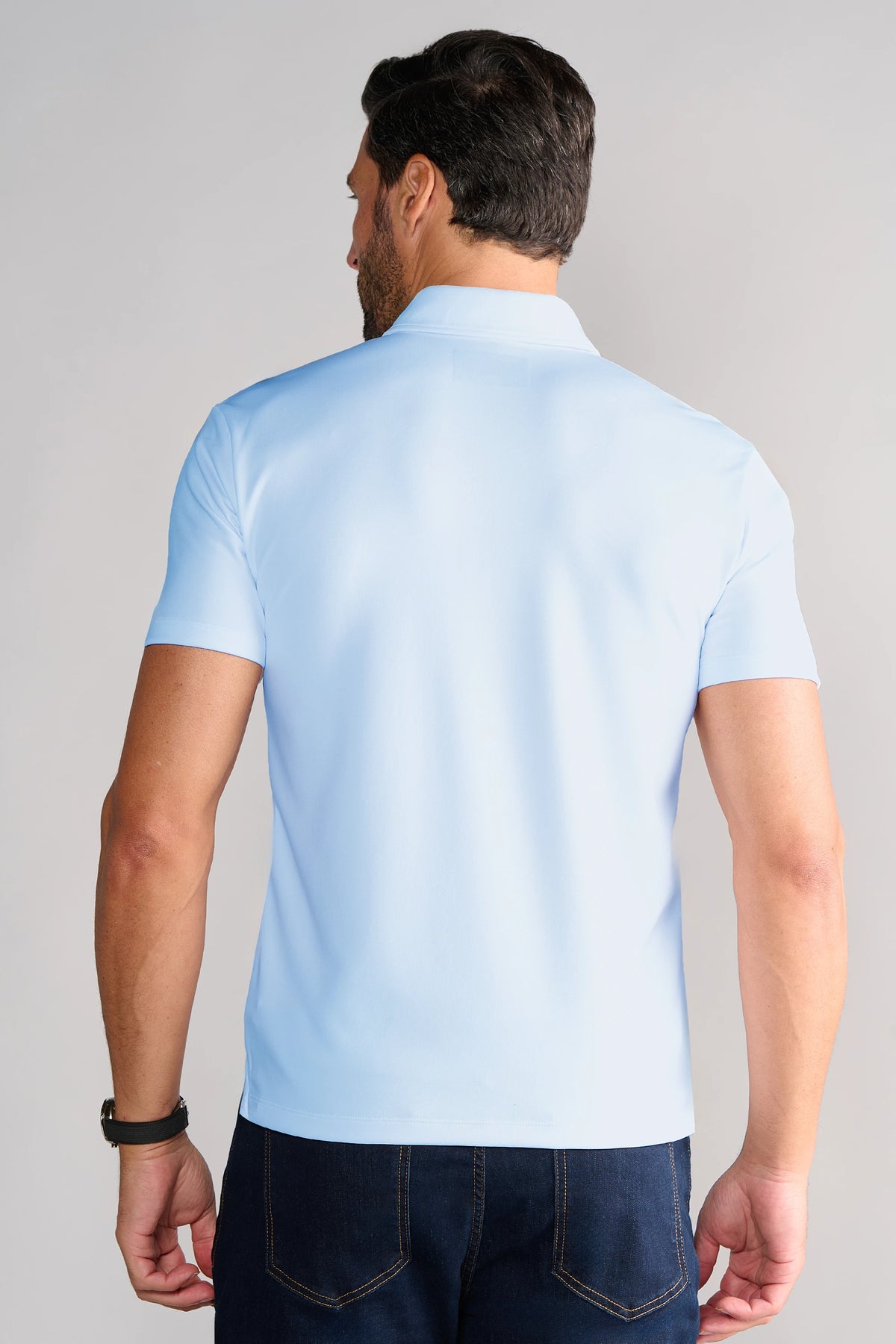 Short Sleeve Polo Solid // Powder Blue, view 2 of 4