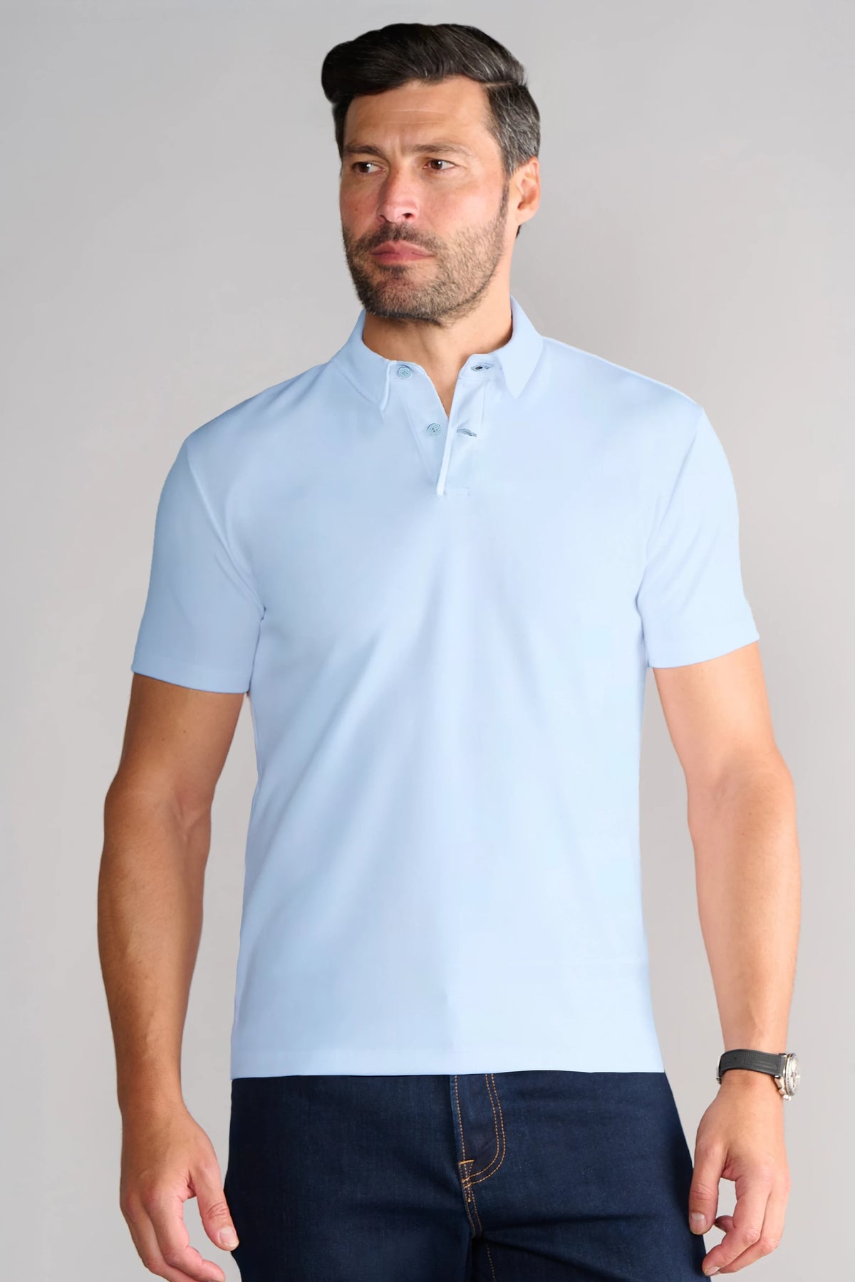 Short Sleeve Polo Solid // Powder Blue, view 1 of 4