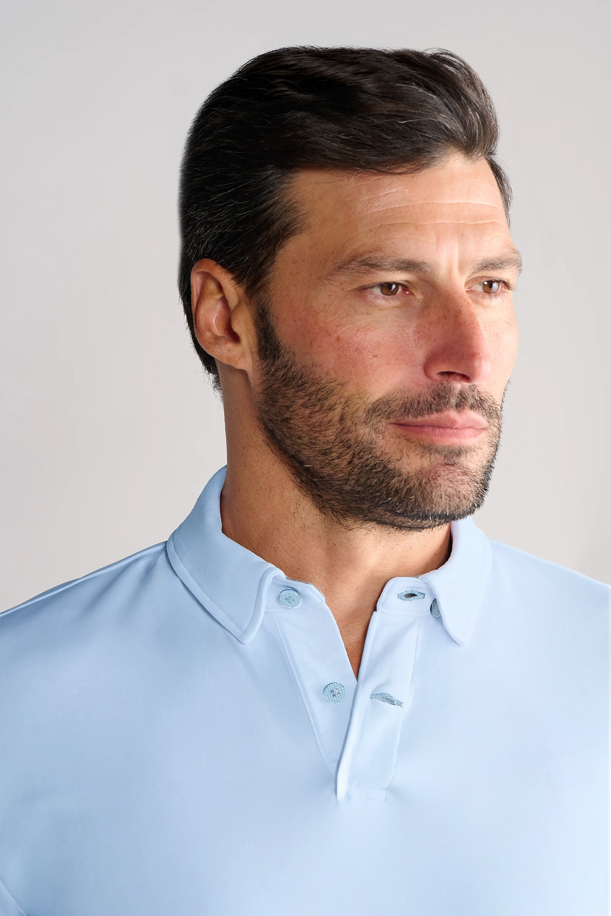Short Sleeve Polo Solid // Powder Blue, view 3 of 4