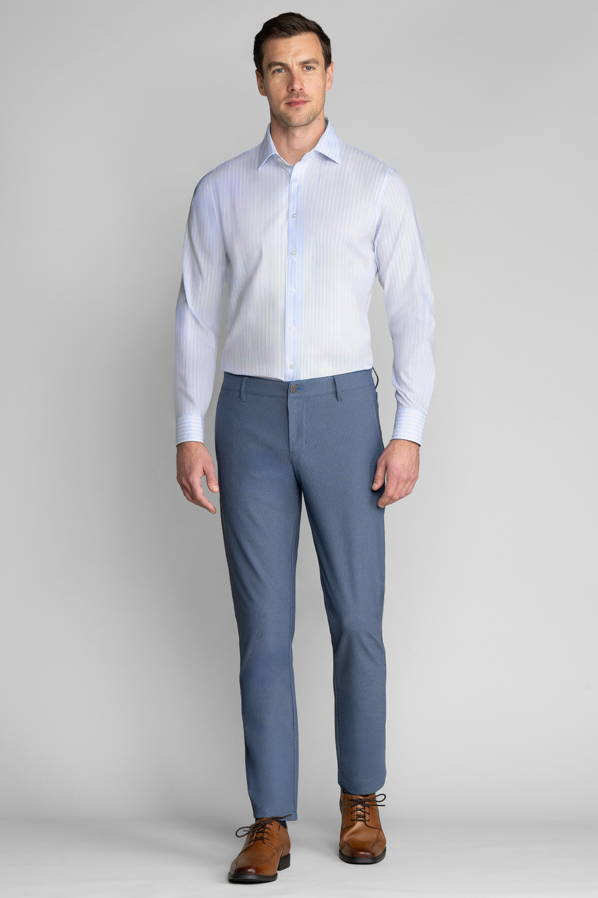 Leader Non-Iron Stripe // Dashed Blue, view 6 of 6