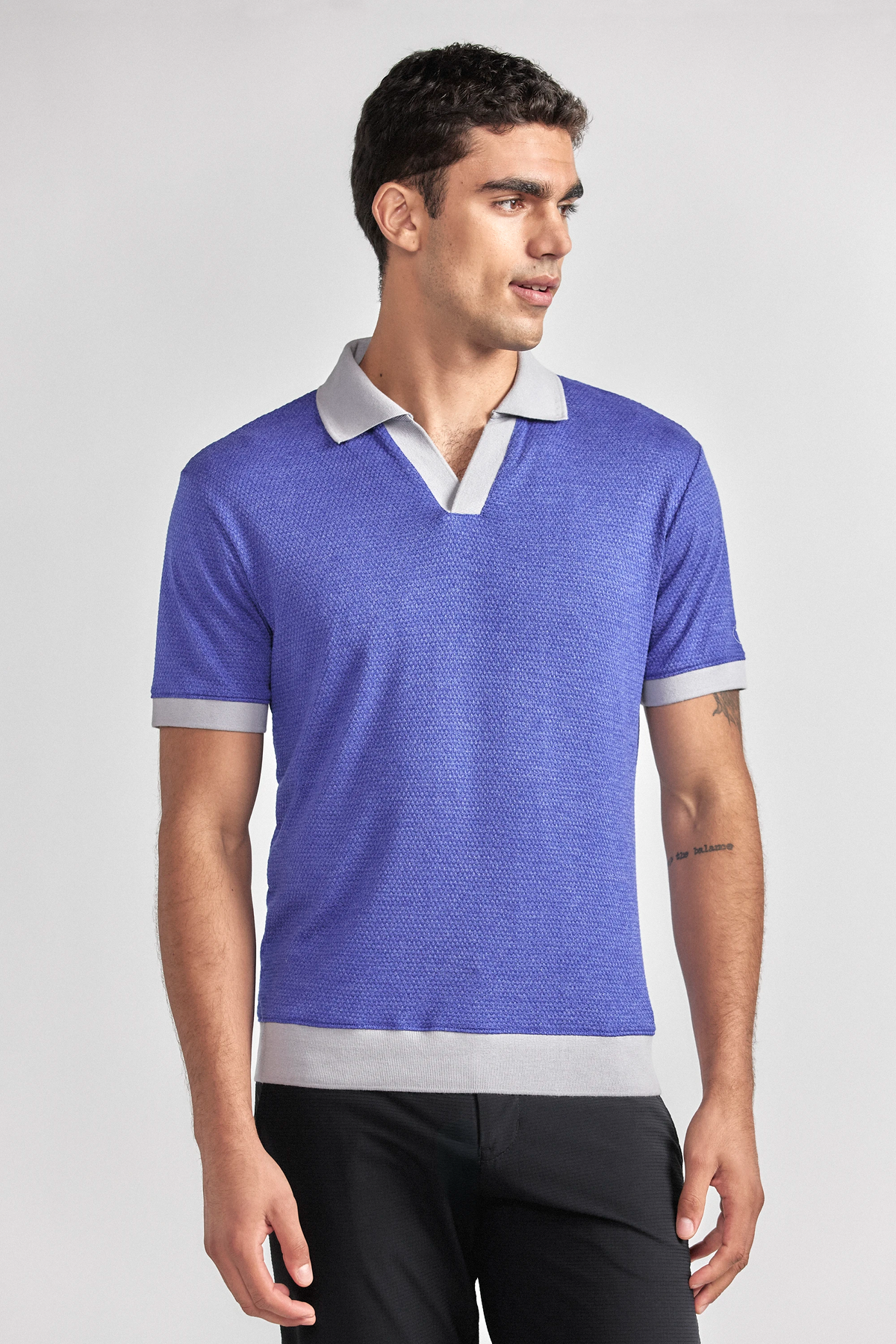 Short Sleeve Sweater Polo Contrast | Cobalt, view 1 of 7