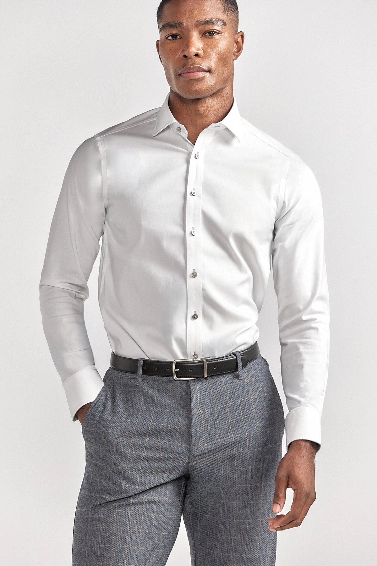 Leader Non-Iron Contrast | Grey Buttons, view 4 of 5