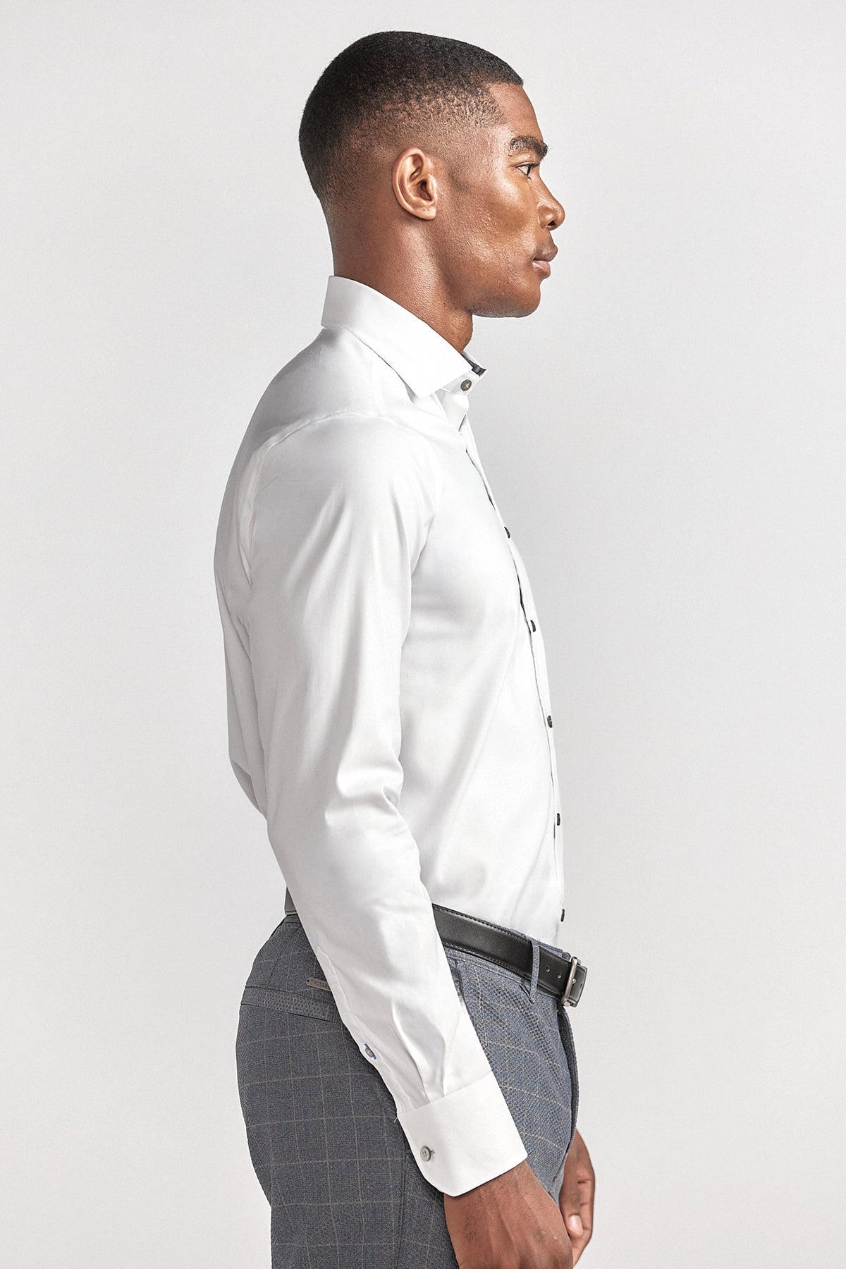 Leader Non-Iron Contrast | Grey Buttons, view 5 of 5