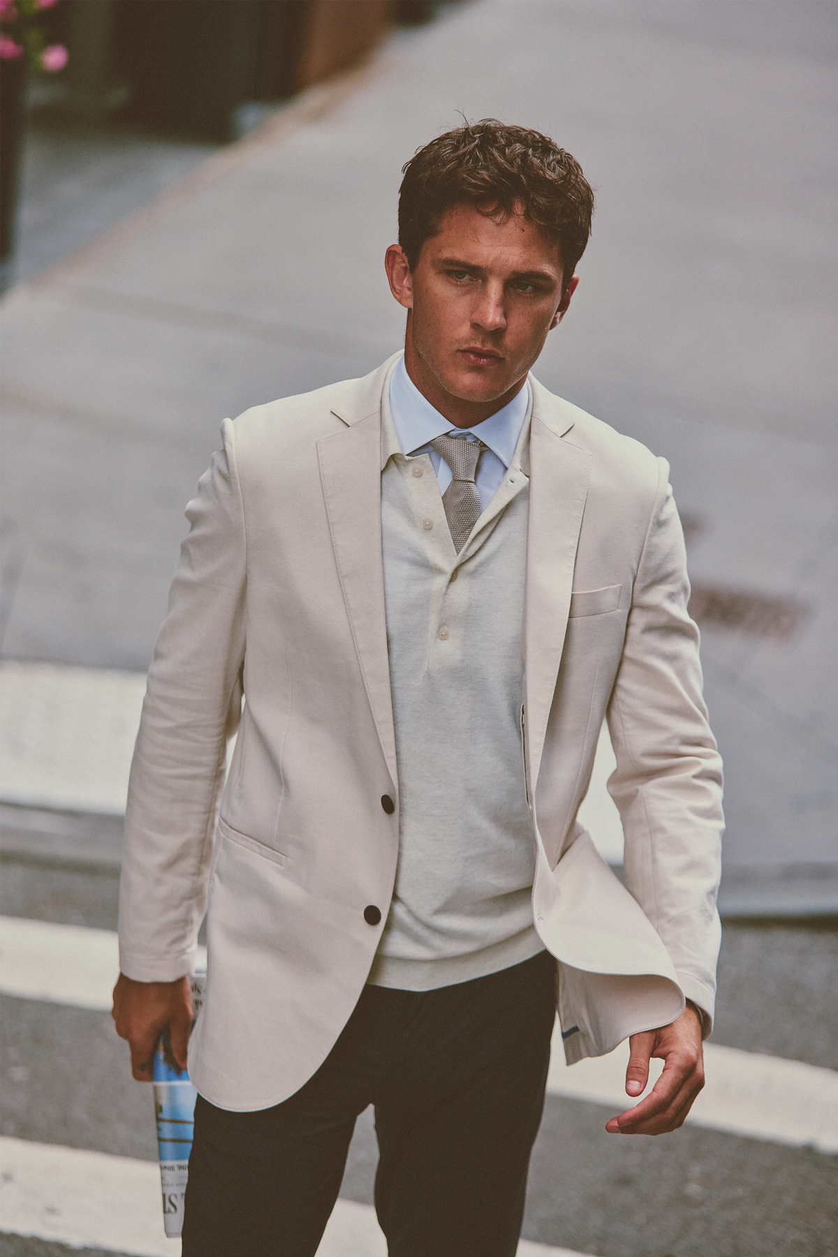 Lightweight Cashmere Polo | Heather Ivory, view 2 of 8